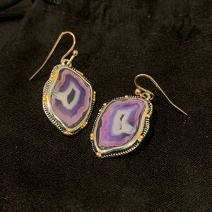 035. LAST! Earrings Silver Purple Dangling